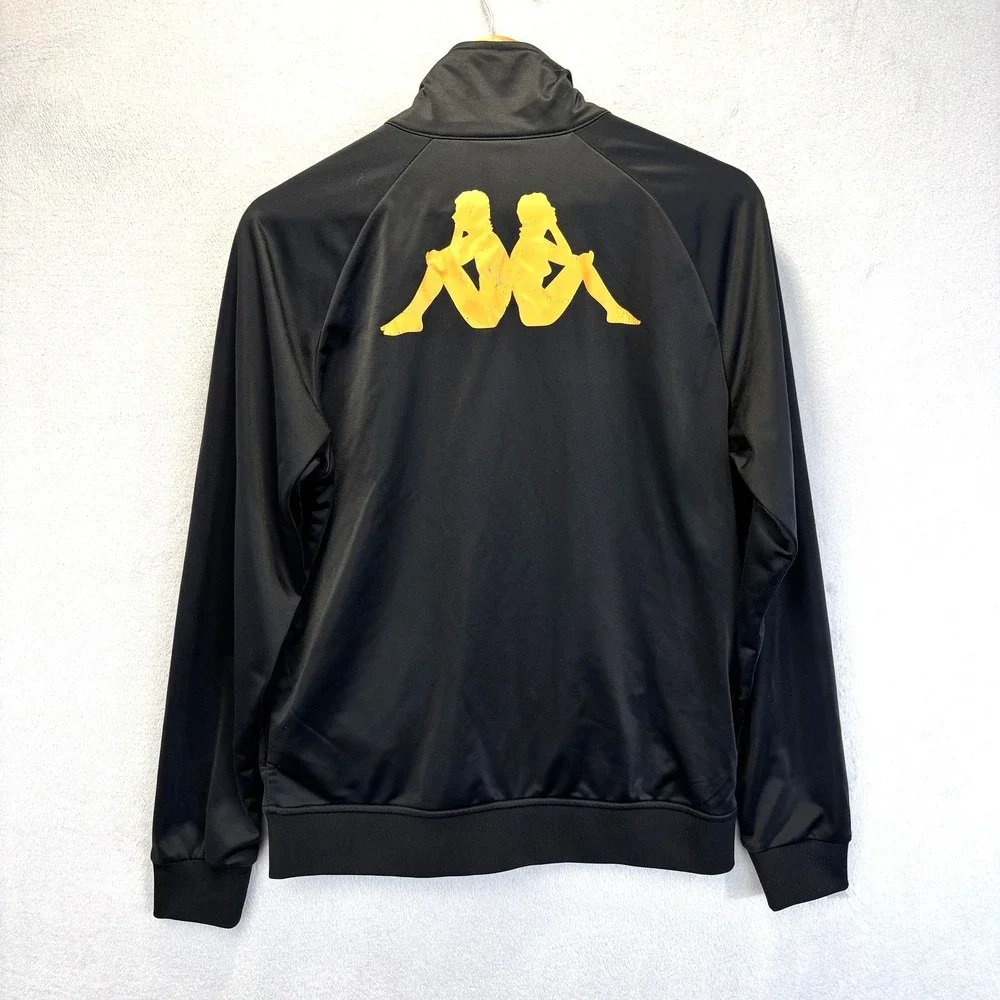 KAPPA‎ Track Jacket Mens Medium Black Full Zip Stretch Logo Gym Athletic Sporty